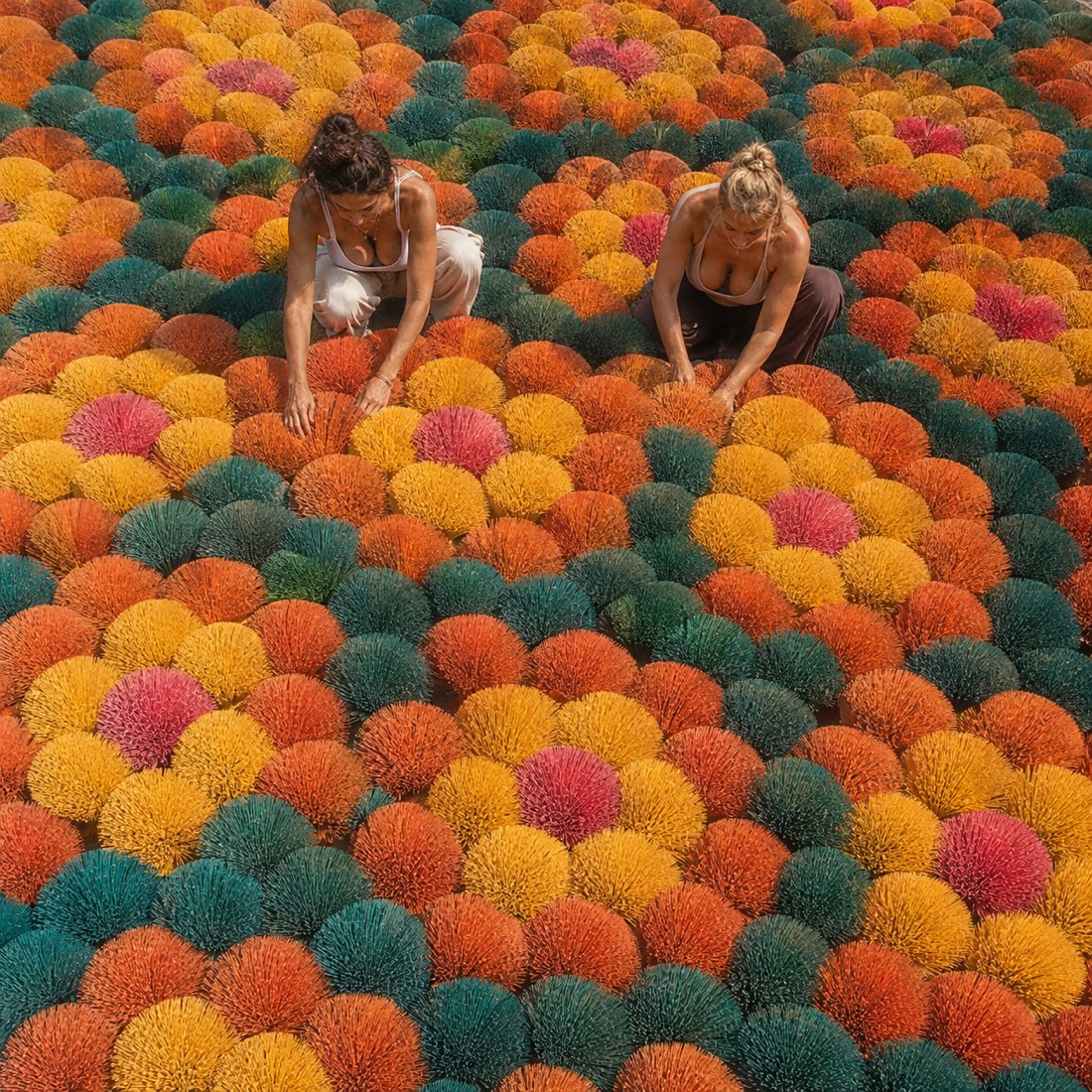 Artigiane al lavoro tra i colori dell'incenso